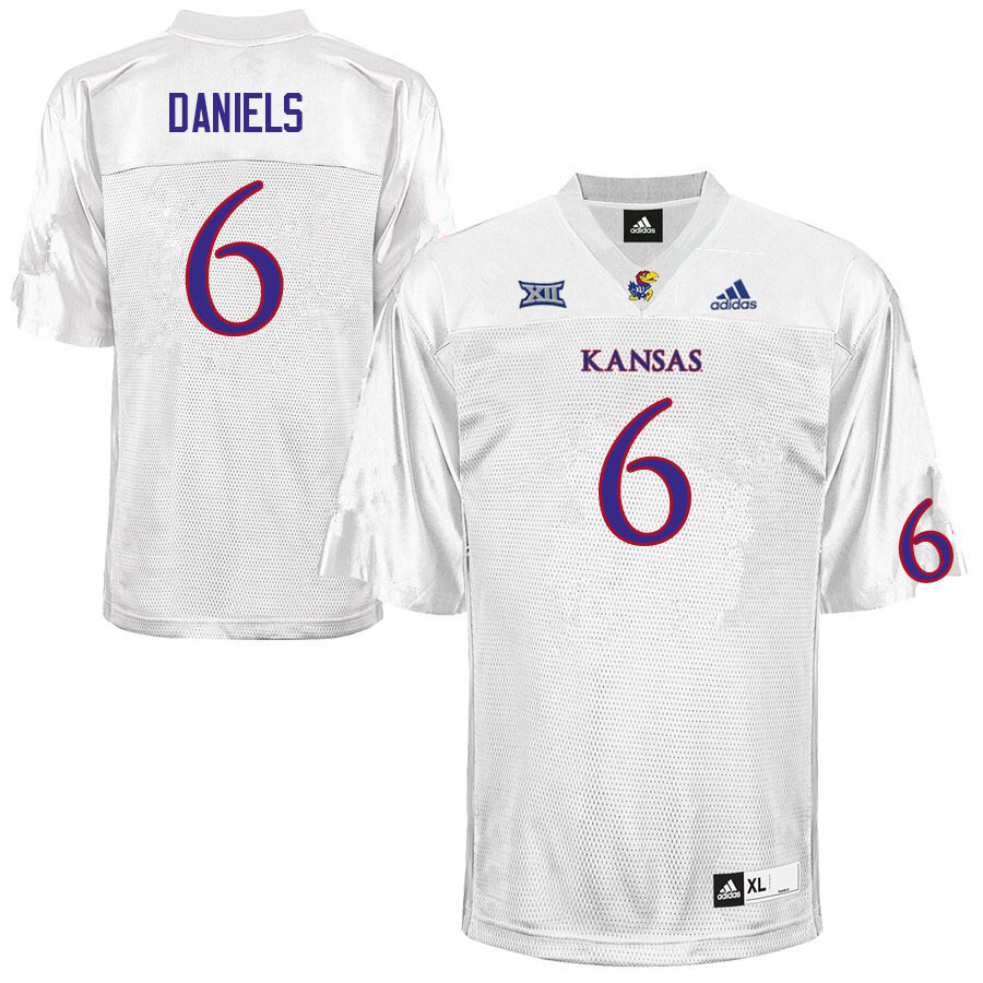 Men #6 Jalon Daniels Kansas Jayhawks College Football Jerseys Sale-White - Click Image to Close
